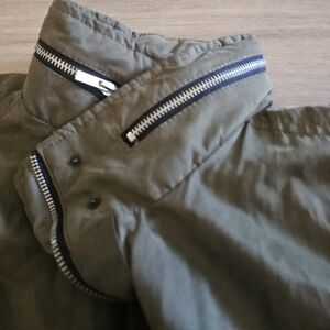 Olive Green Jacket with Zipper Details